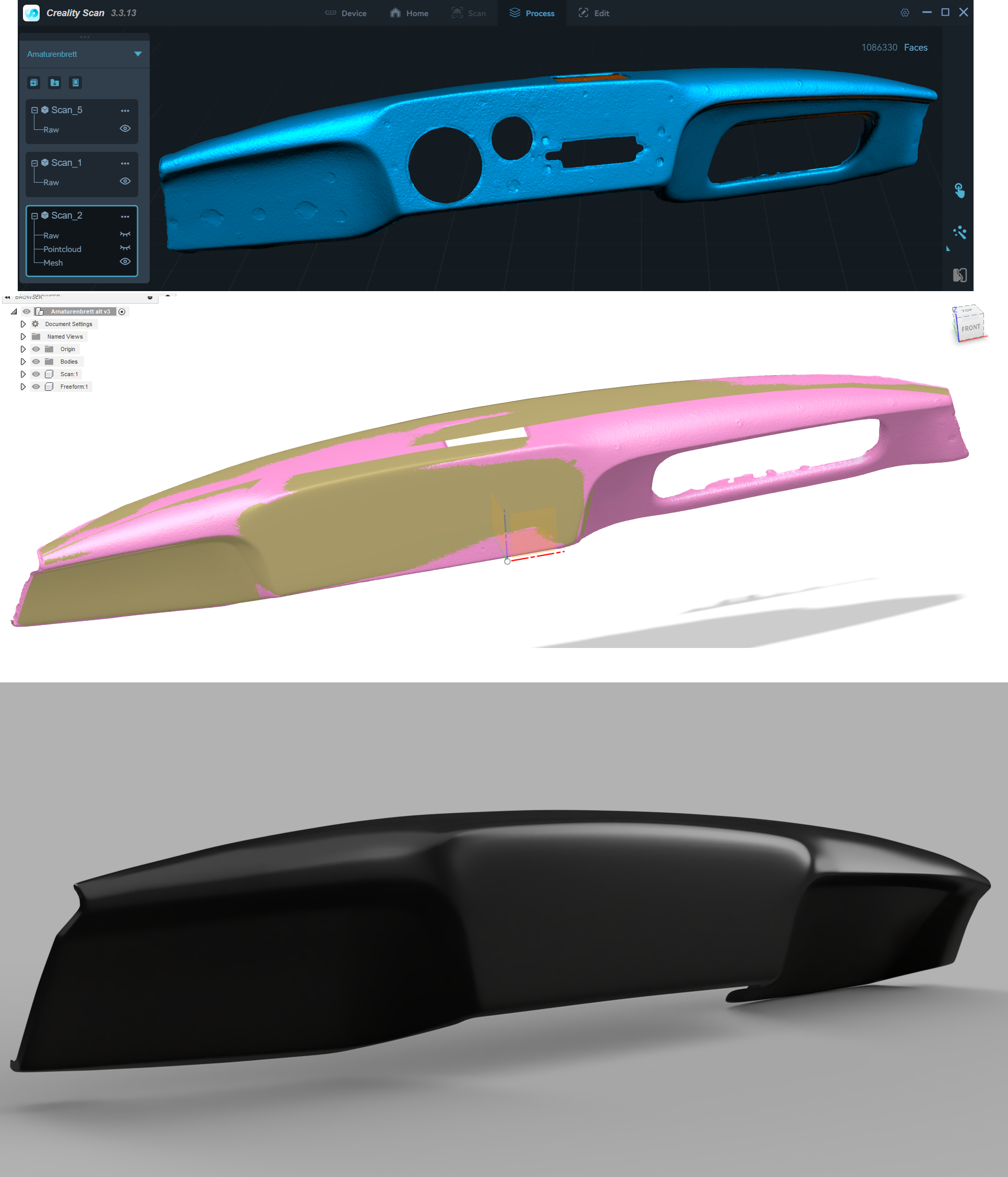 Vom Scan zum Redesign des Amaturenbrettes